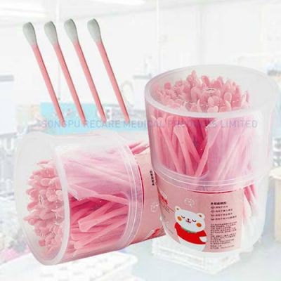 pink cotton swabs plastic best cosmetic ear cleaner safety