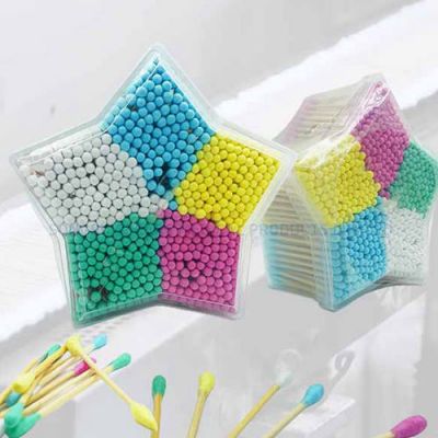 large head cotton buds wood stick swabs makeup biodegradable